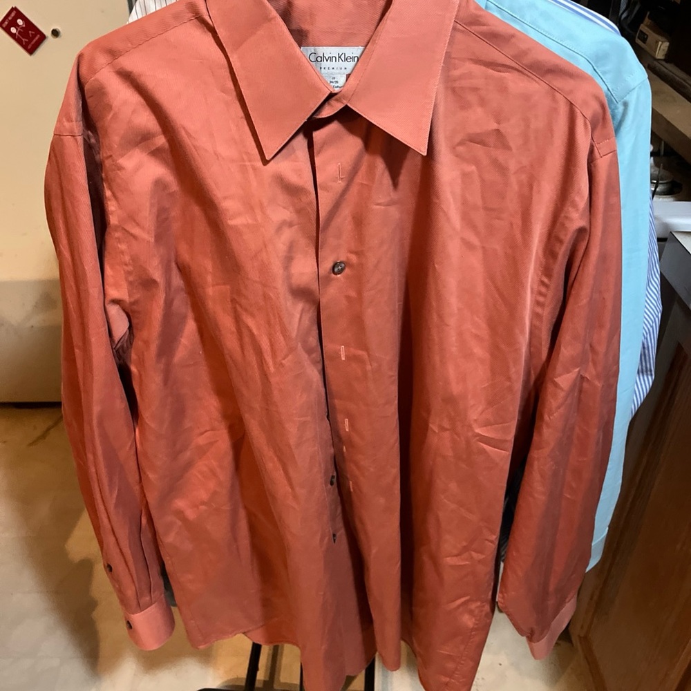 Calvin Klein Men's Terracotta Dress Shirt